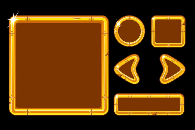 Vector golden user interface for game menu
