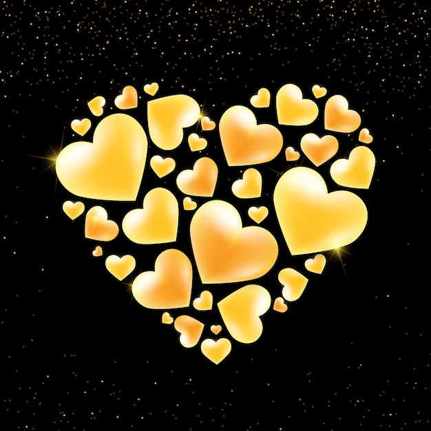 Golden valentine's day heart background