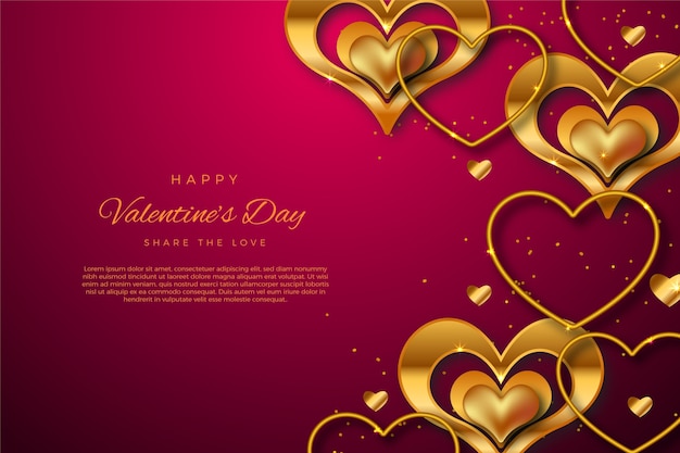 Golden valentines day background