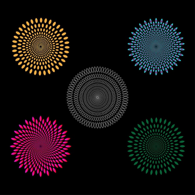 Vector golden vector mandala design set