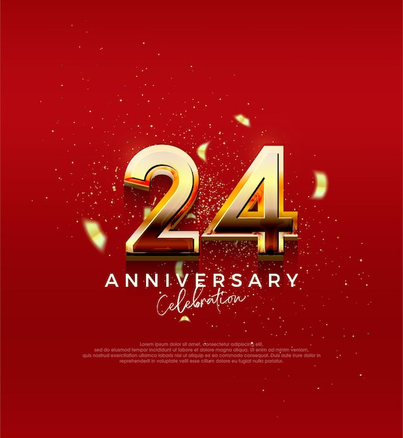 24주년 축하를 위한 골든 벡터 번호 인사말 및 축하를 위한 프리미엄 벡터 배경