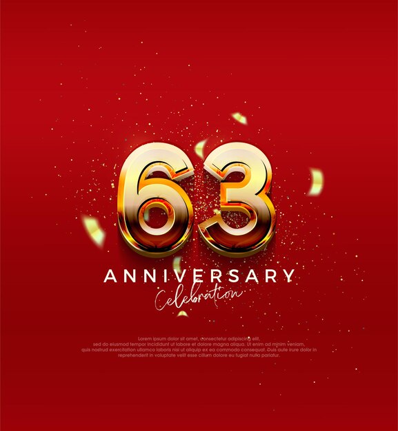 Golden vector number for 63rd anniversary celebration premium vector background for greeting and celebration