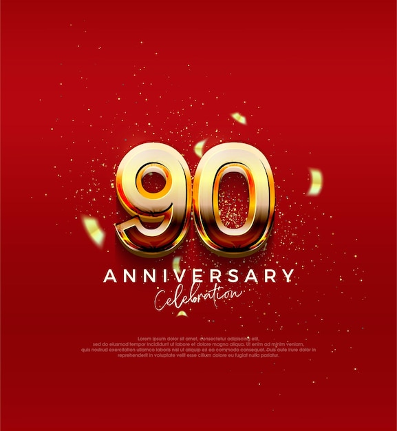 Golden vector number for 90th anniversary celebration Premium vector background for greeting and celebration