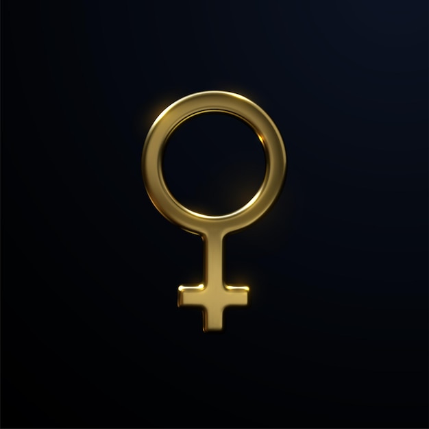 Golden Venus sign isolated on black background