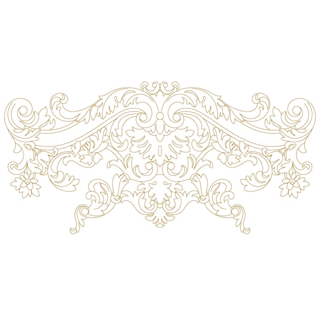 Golden vintage baroque ornament corner retro pattern antique style acanthus