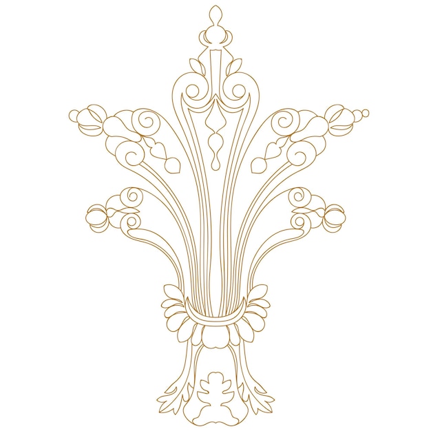 Golden vintage baroque ornament, corner. Retro pattern antique style acanthus.