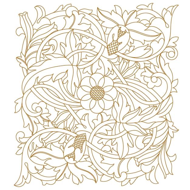 Golden vintage baroque ornament, corner. retro pattern antique style acanthus.