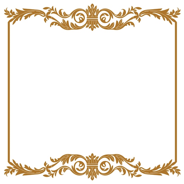 Golden vintage border frame engraving with retro ornament pattern in antique baroque style. Vector.