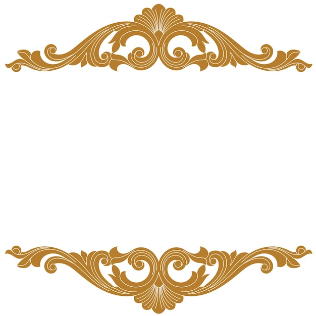 Golden vintage border frame engraving with retro ornament pattern in antique baroque style