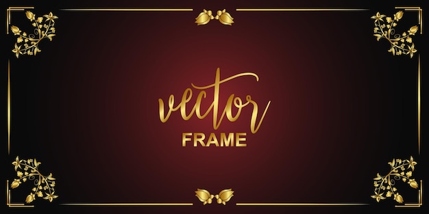 Golden vintage flourish ornament vector landscape frame