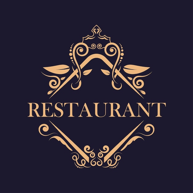 Golden vintage and luxury logo template business sign identity for restaurant hotel boutique etc