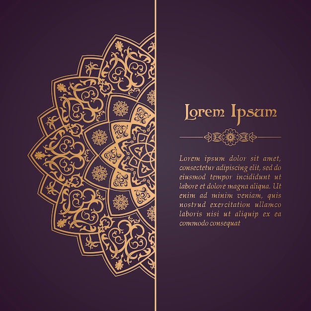 Golden vintage mandala template