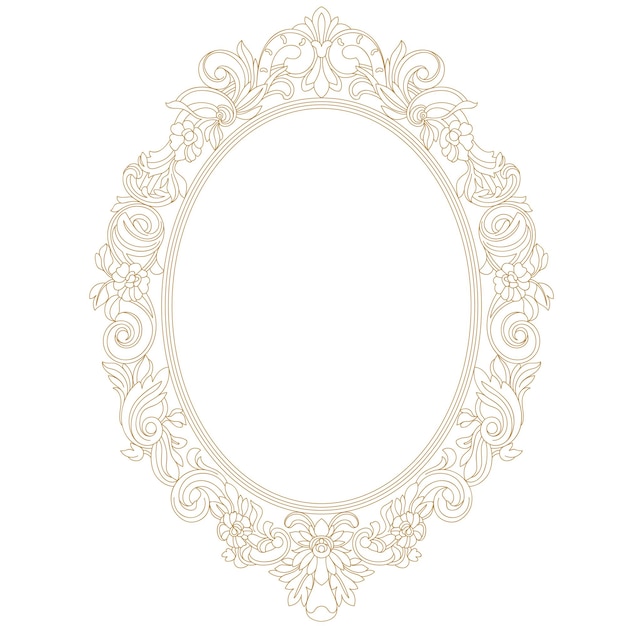 Vector golden vintage oval graphical frame in antique style. vector.