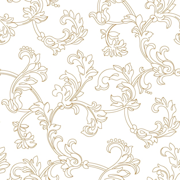 Golden vintage seamless pattern, ornament. Vector.