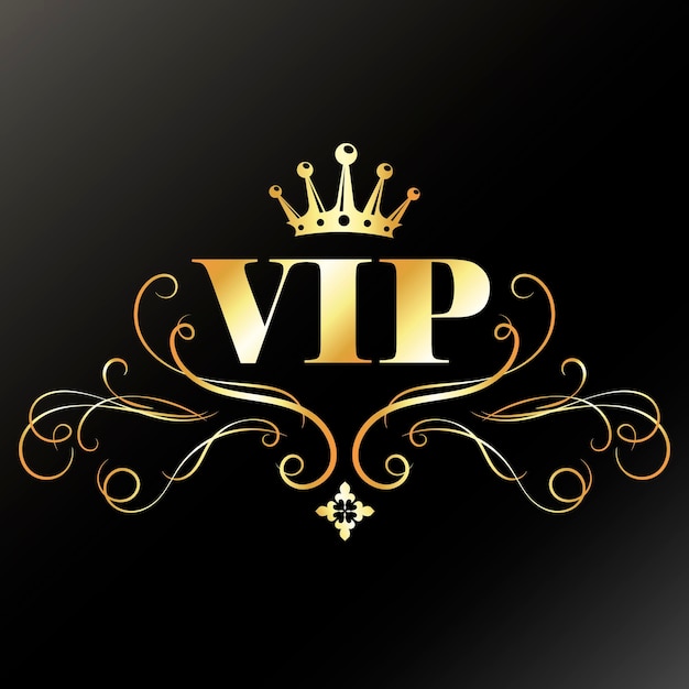Golden vip design with crown and elegant pattern