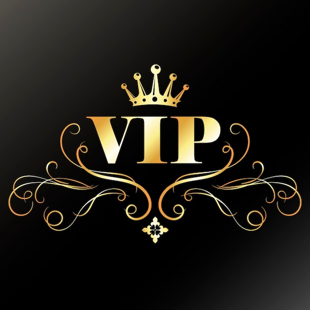 Design vip dorato con corona e motivo elegante