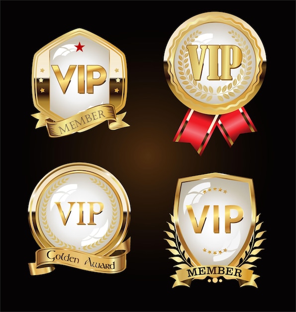 Golden VIP invitation retro template on black background