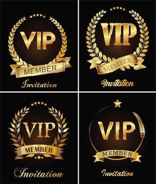 Golden vip invitation retro template