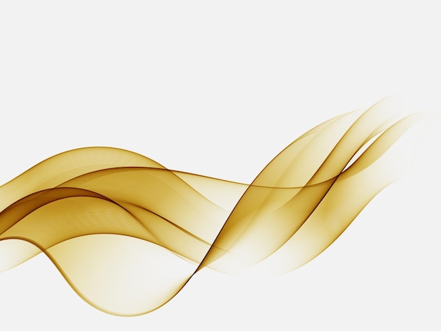 Golden wavy lines. smoky abstract wave. design element.