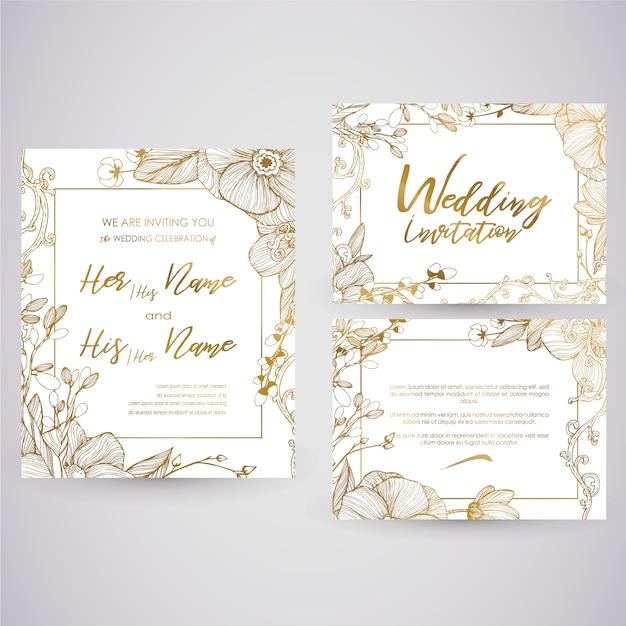 Vector golden wedding card