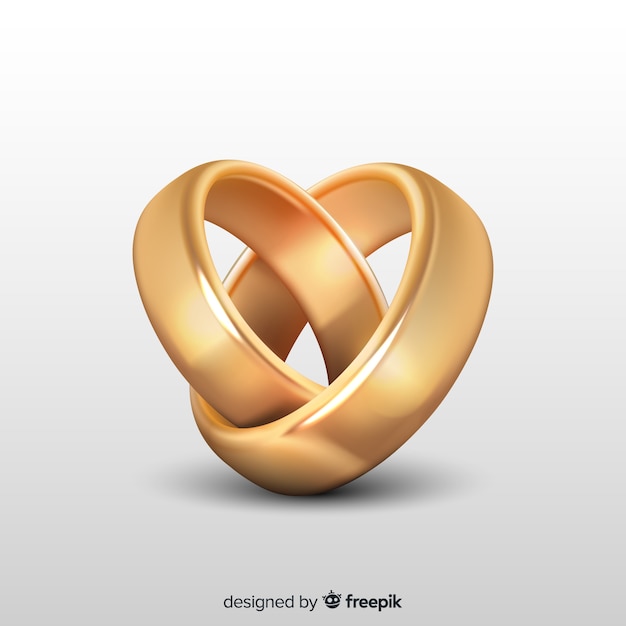 Golden wedding rings in realistic style