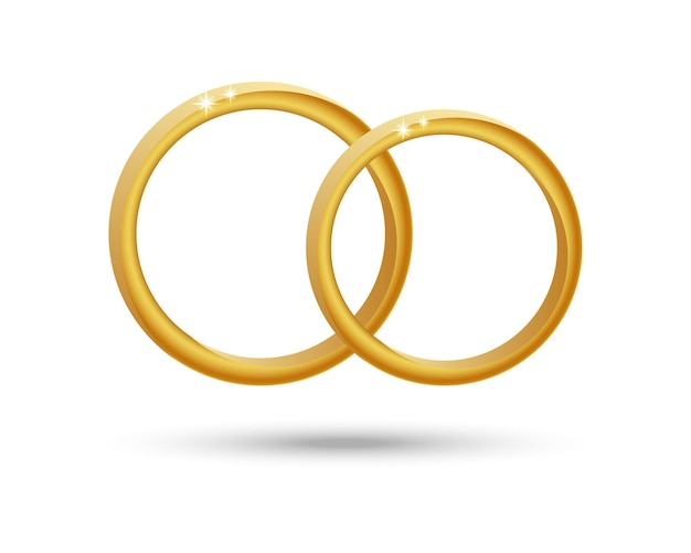 Golden wedding rings on a white background Luxury icon design for wedding invitations vector