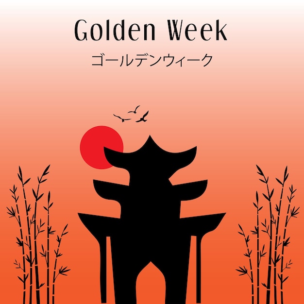 golden week vector Japanese biggest holiday event starts from end of April until beginning of May