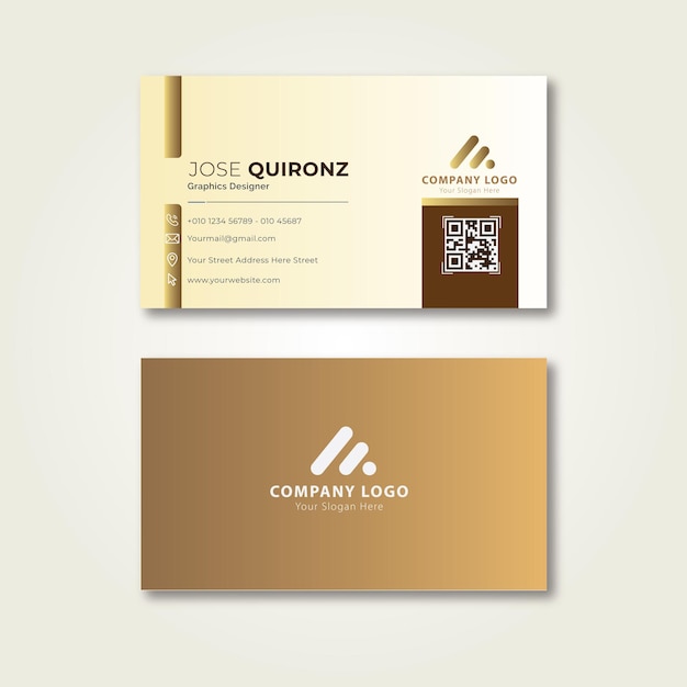Золотой белый шаблон дизайна визитной карточки