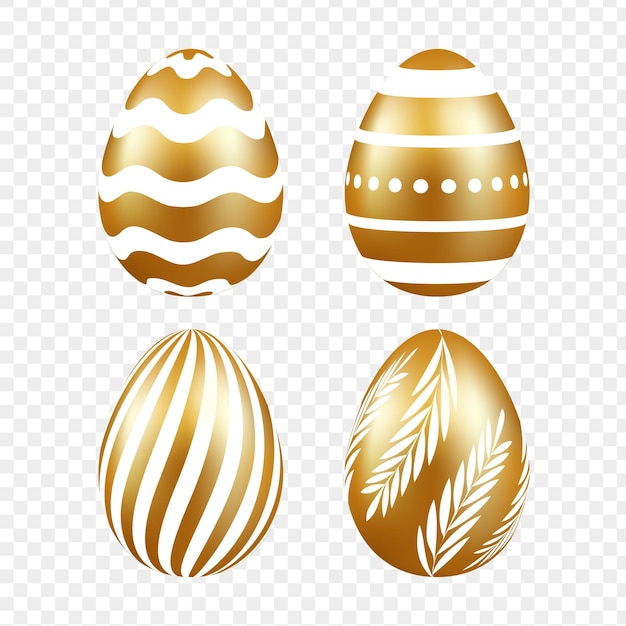 Golden and white color Easter eggs set