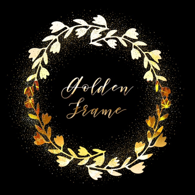 Golden and white Glittering floral Frame 