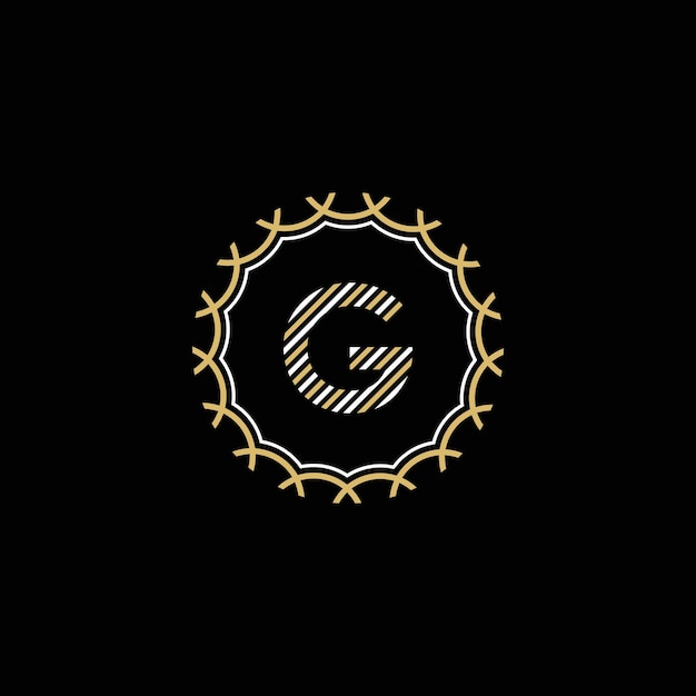 Golden and white vector frame with letter G