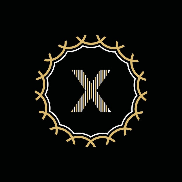 Vector golden and white vector frame with letter x