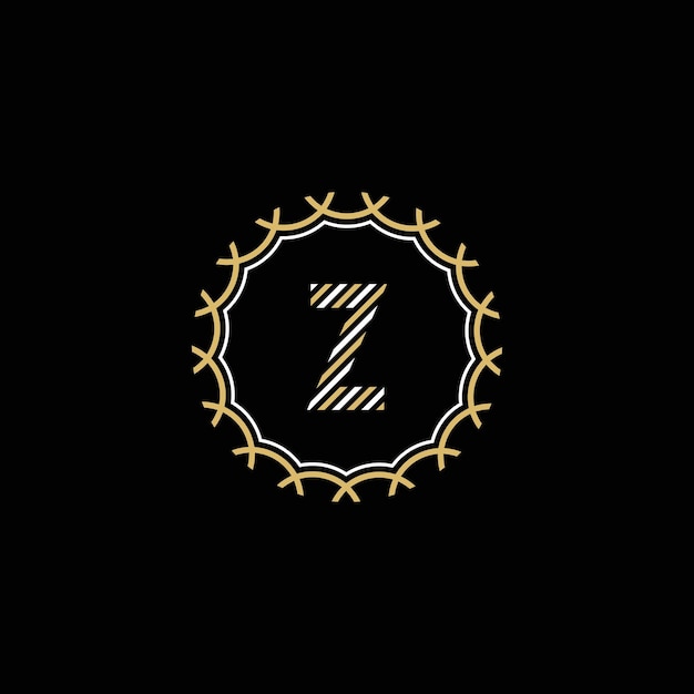 Golden and white vector frame with letter Z
