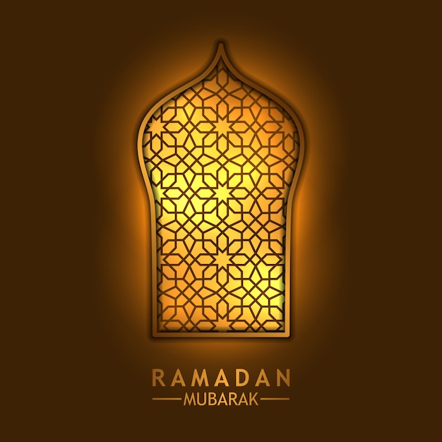 Vector golden window mosque for ramadan mubarak