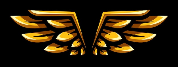 ベクトル 黄金の翼のイラスト。金の羽のロゴ。紋章。 t シャツ プリント。