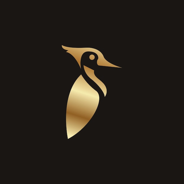 Vector golden woodpecker logo template