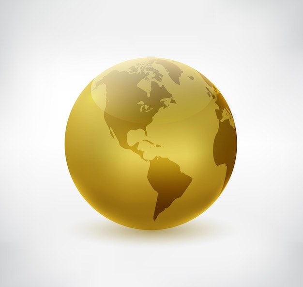 Vector golden world globe.