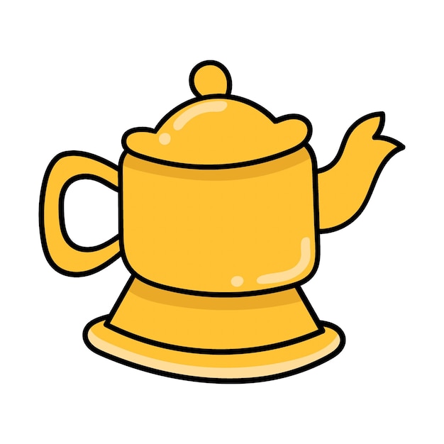 Golden yellow teapot doodle icon drawing