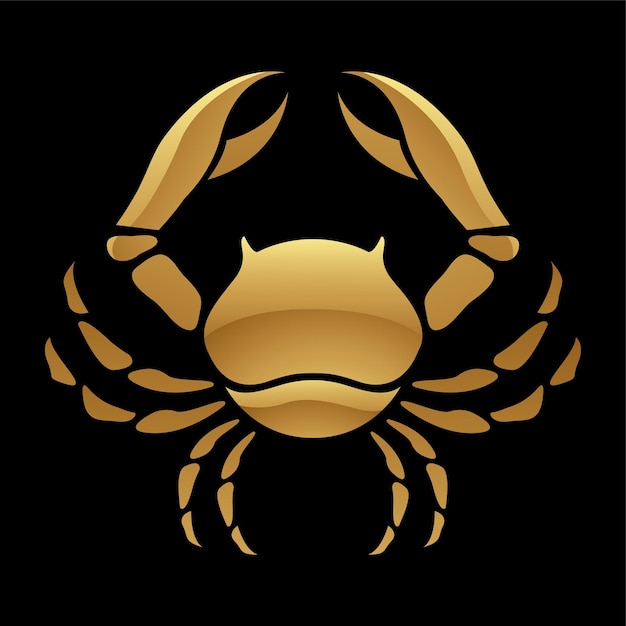 Golden Zodiac Sign Cancer on a Black Background