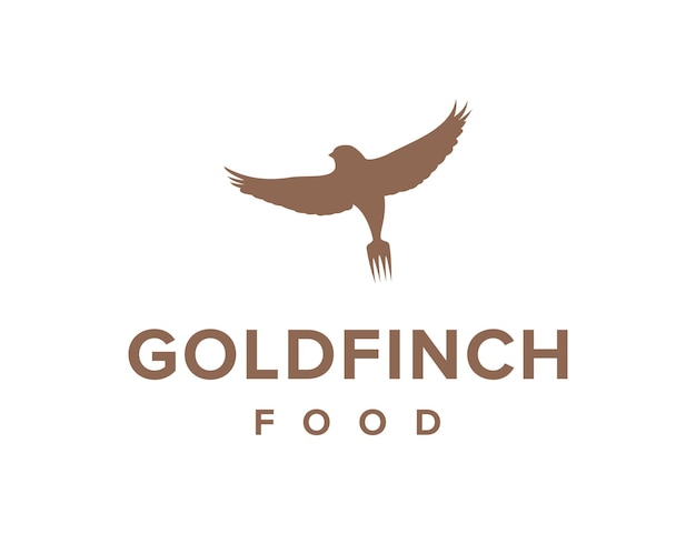 goldfinch bird and fork food simple sleek creative geometric modern logo design