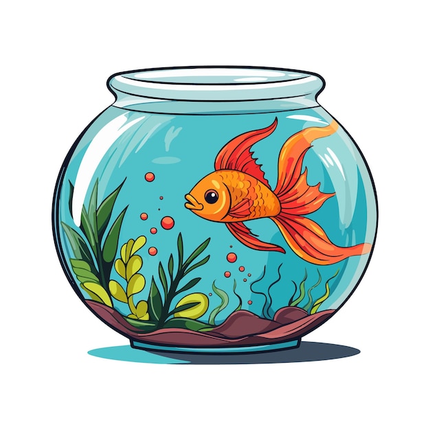 goldfish in aquarium water pot