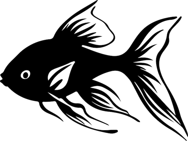 Vector goldfish black silhouette with transparent background