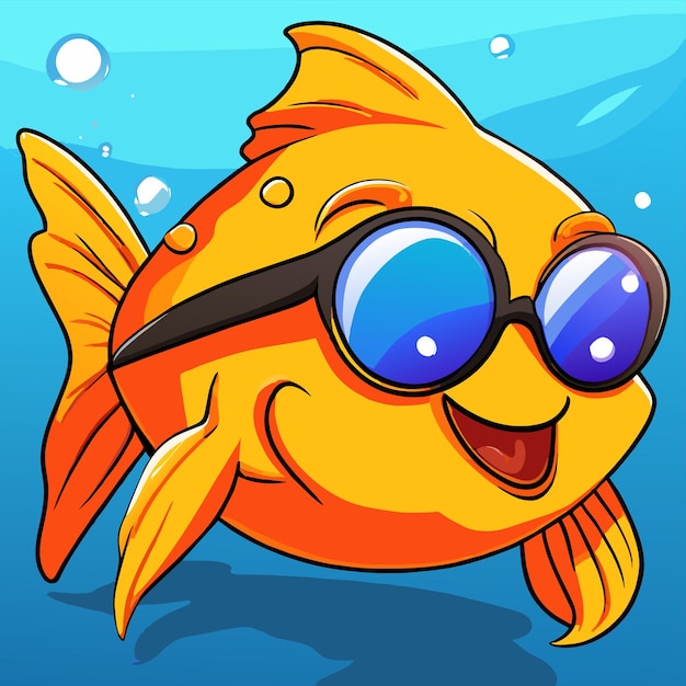 Vector goldfish hand drawn flat stylish mascot cartoon character drawing sticker icon concept isolated