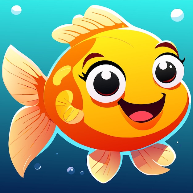 Vector goldfish hand drawn flat stylish mascot cartoon character drawing sticker icon concept isolated