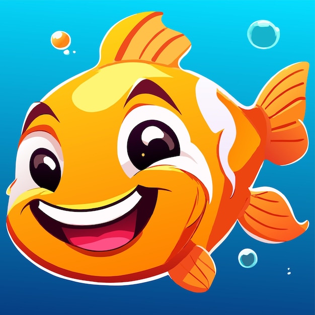 Vector goldfish hand drawn flat stylish mascot cartoon character drawing sticker icon concept isolated