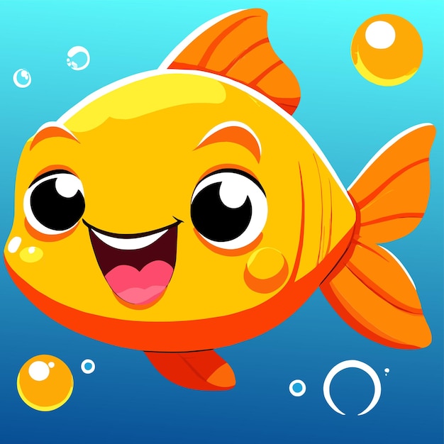 Goldfish hand drawn flat stylish mascot cartoon character drawing sticker icon concept isolated