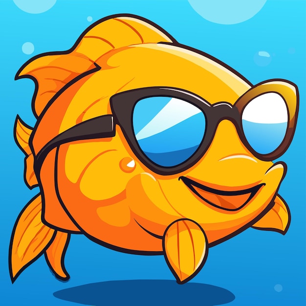 Goldfish hand drawn flat stylish mascot cartoon character drawing sticker icon concept isolated