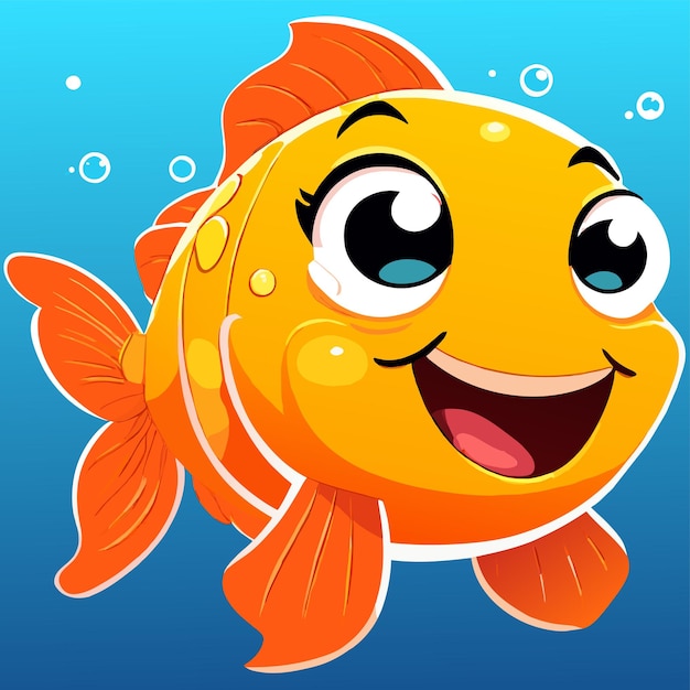 Goldfish hand drawn flat stylish mascot cartoon character drawing sticker icon concept isolated