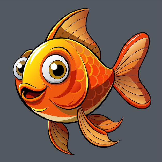 Vector goldfish hand drawn mascot cartoon character sticker icon concept isolated illustration