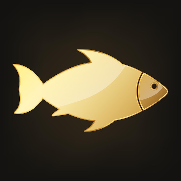 Goldfish icon. Vector illustration. Golden fish on dark background